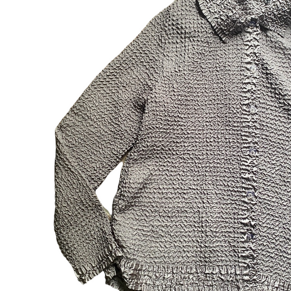 🎁Carole Little Textured Light Gray Blouse - Picture 3 of 6